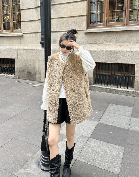 Textured Double Button Vest